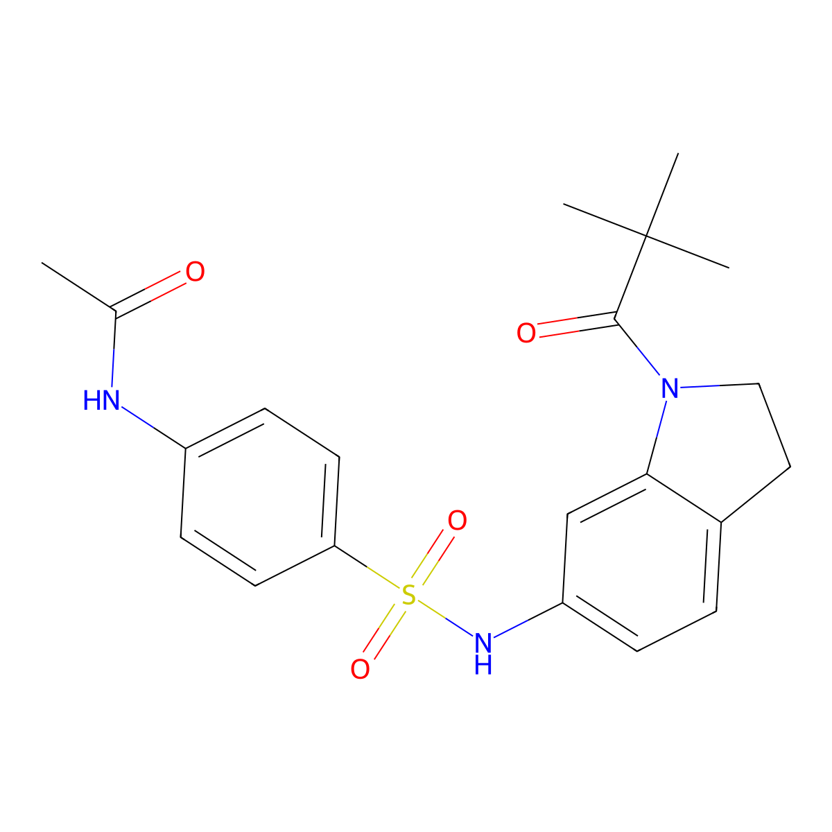 N-(4-(N-(1-pivaloylindolin-6-yl)sulfamoyl)phenyl)acetamide molecular structure, CAS 1021208-78-5