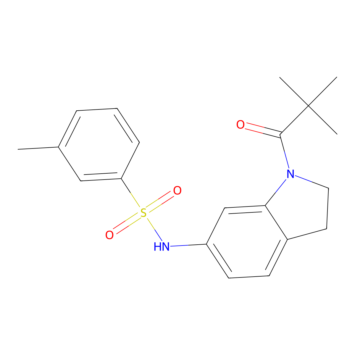 N-[1-(2,2-dimethylpropanoyl)-2,3-dihydro-1H-indol-6-yl]-3-methylbenzene-1-sulfonamide molecular structure, CAS 1021208-86-5