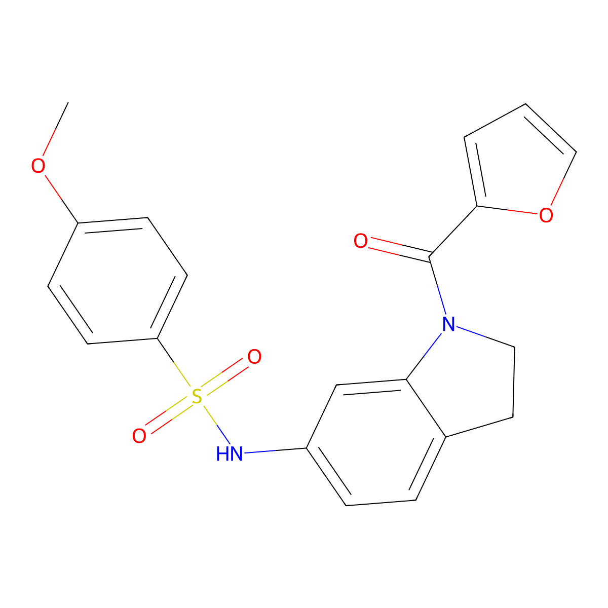 N-(1-(furan-2-carbonyl)indolin-6-yl)-4-methoxybenzenesulfonamide molecular structure, CAS 1021208-90-1