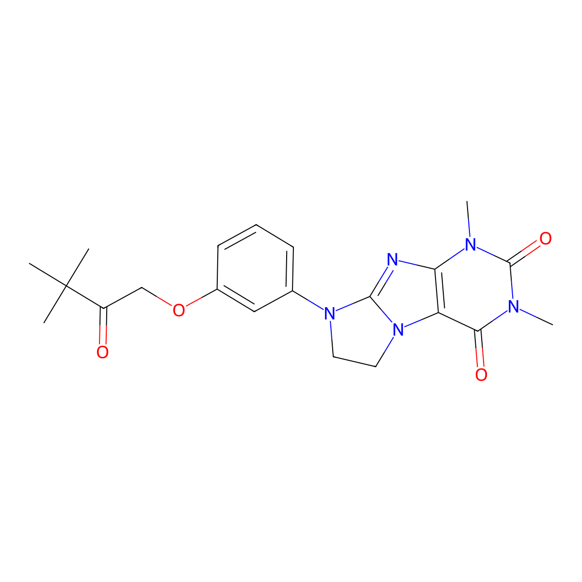 6-[3-(3,3-Dimethyl-2-oxobutoxy)phenyl]-2,4-dimethyl-7,8-dihydropurino[7,8-a]imidazole-1,3-dione molecular structure, CAS 1021208-91-2