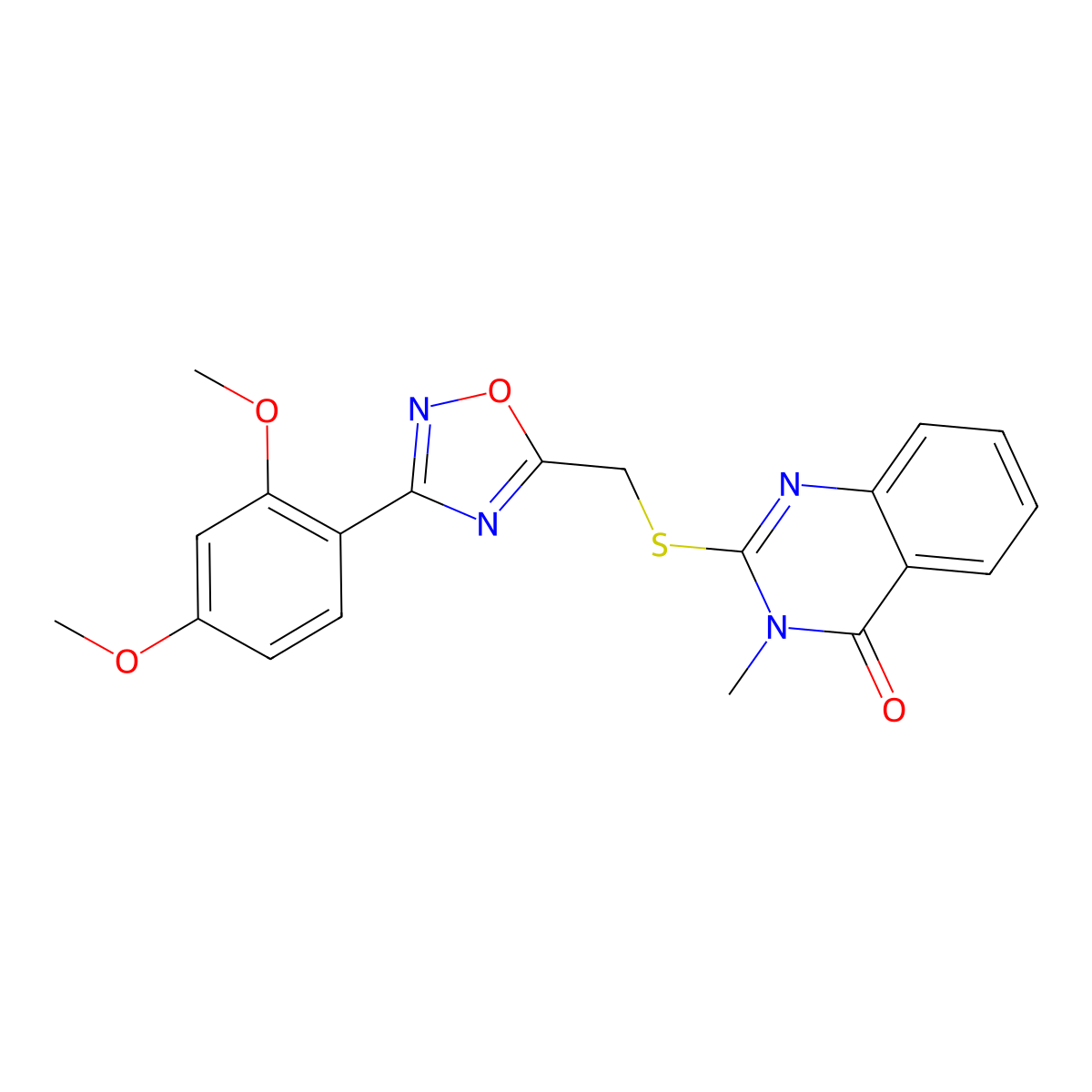 2-({[3-(2,4-Dimethoxyphenyl)-1,2,4-oxadiazol-5-yl]methyl}sulfanyl)-3-methyl-3,4-dihydroquinazolin-4-one molecular structure, CAS 1021208-96-7