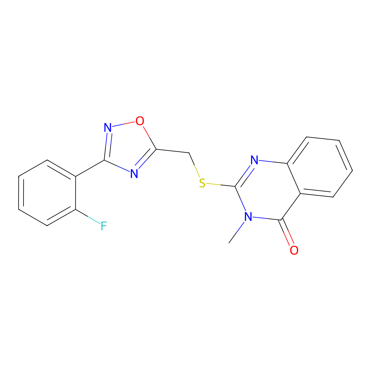 2-({[3-(2-Fluorophenyl)-1,2,4-oxadiazol-5-yl]methyl}sulfanyl)-3-methyl-3,4-dihydroquinazolin-4-one molecular structure, CAS 1021208-98-9