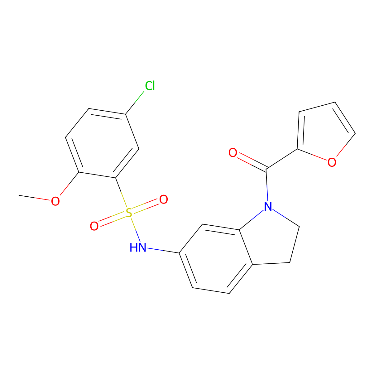 5-chloro-N-(1-(furan-2-carbonyl)indolin-6-yl)-2-methoxybenzenesulfonamide molecular structure, CAS 1021208-99-0