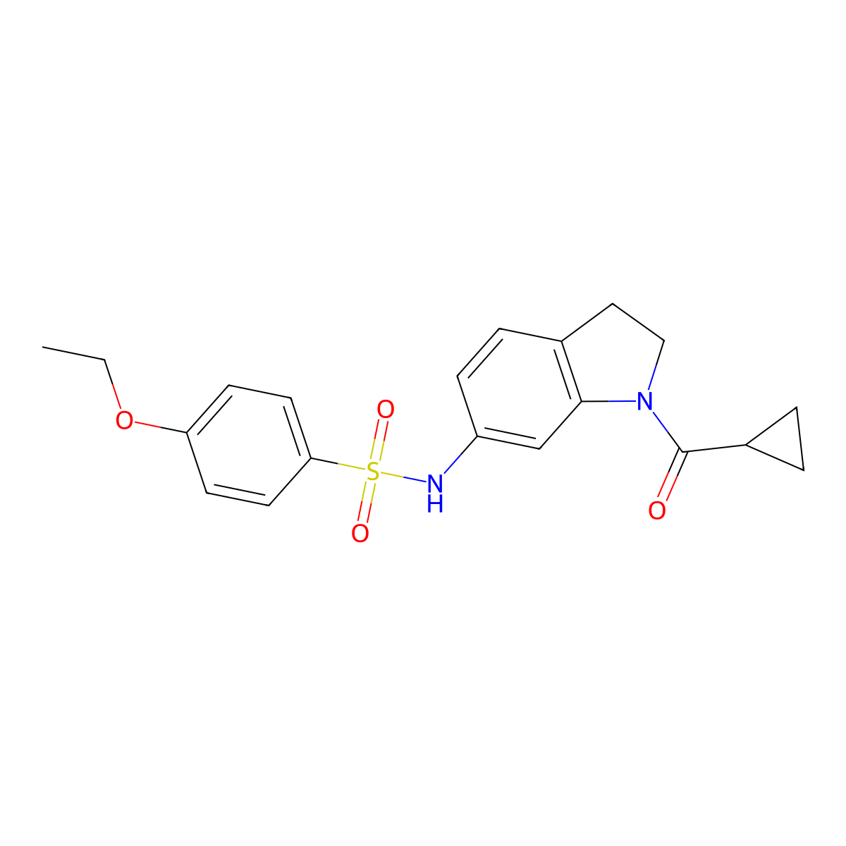 N-(1-(cyclopropanecarbonyl)indolin-6-yl)-4-ethoxybenzenesulfonamide molecular structure, CAS 1021209-09-5