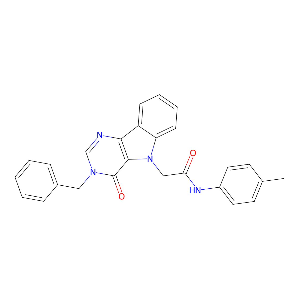 2-(3-benzyl-4-oxo-3H-pyrimido[5,4-b]indol-5(4H)-yl)-N-(p-tolyl)acetamide molecular structure, CAS 1021209-12-0