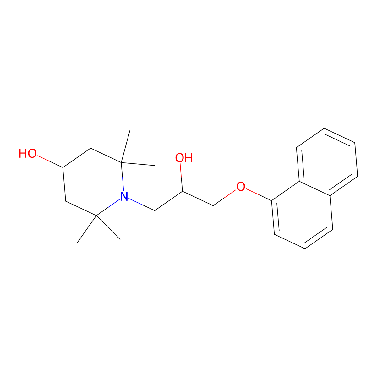 1-(2-Hydroxy-3-(naphthalen-1-yloxy)propyl)-2,2,6,6-tetramethylpiperidin-4-ol molecular structure, CAS 1021209-14-2