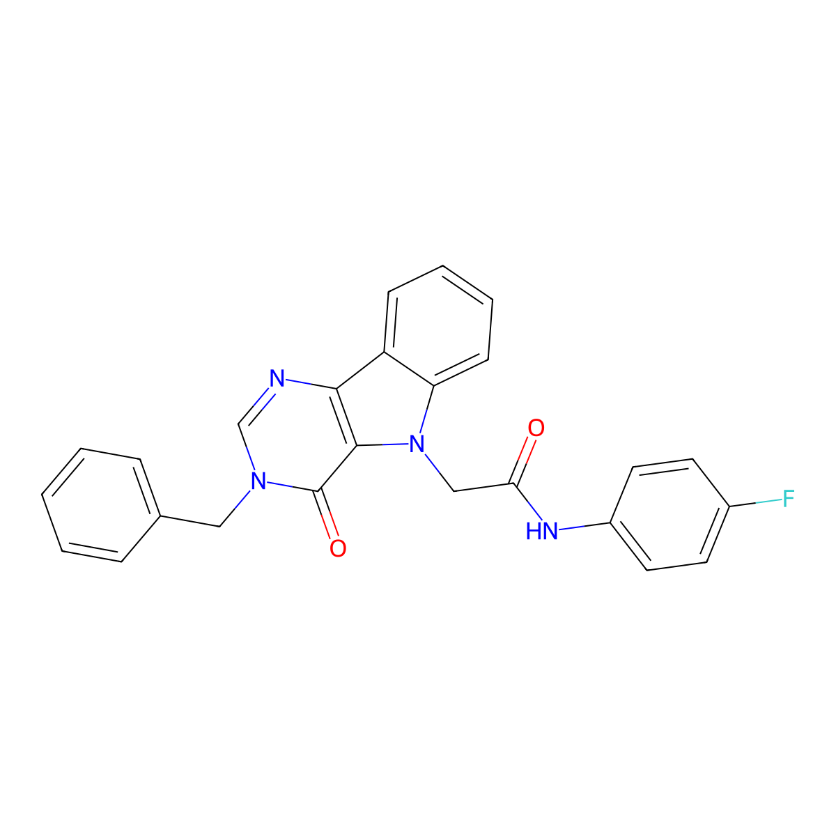 2-(3-benzyl-4-oxo-3H-pyrimido[5,4-b]indol-5(4H)-yl)-N-(4-fluorophenyl)acetamide molecular structure, CAS 1021209-15-3