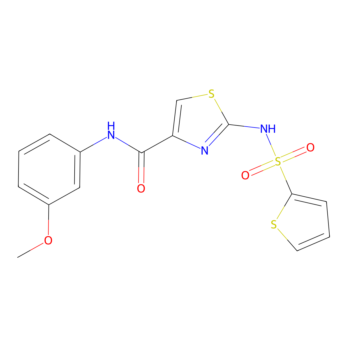 N-(3-methoxyphenyl)-2-(thiophene-2-sulfonamido)thiazole-4-carboxamide molecular structure, CAS 1021209-43-7