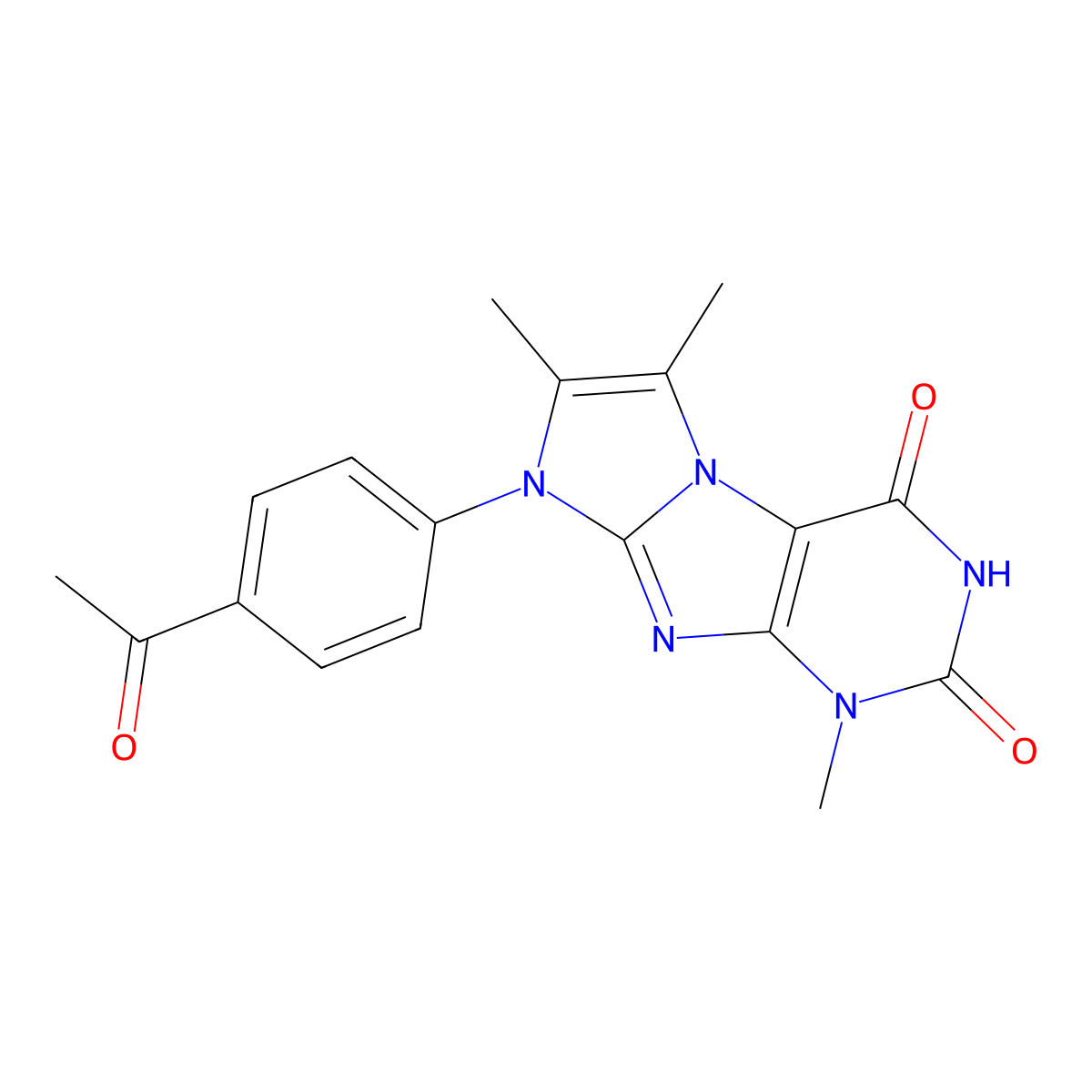 8-(4-acetylphenyl)-1,6,7-trimethyl-1H-imidazo[2,1-f]purine-2,4(3H,8H)-dione molecular structure, CAS 1021209-45-9