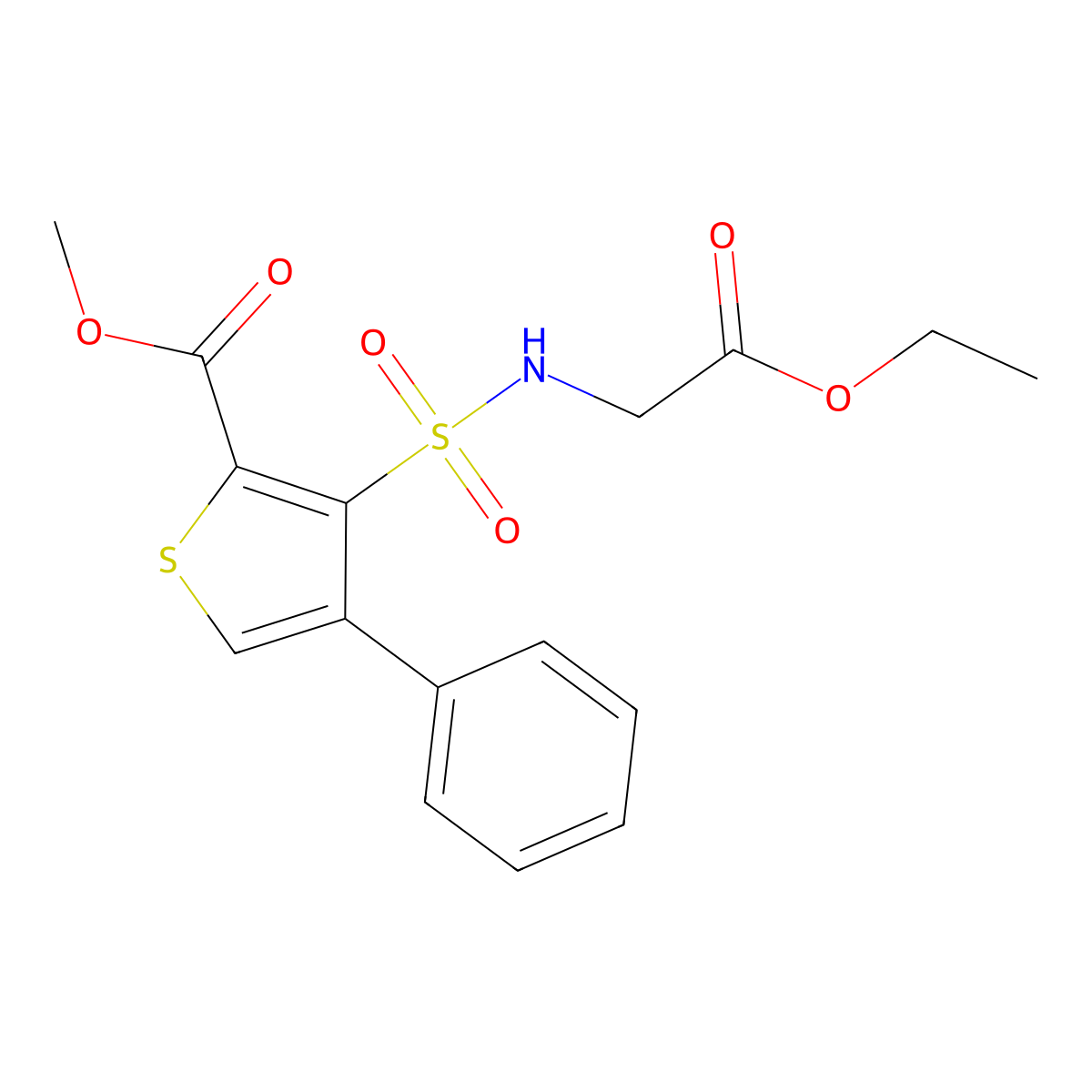 Methyl 3-[(2-ethoxy-2-oxoethyl)sulfamoyl]-4-phenylthiophene-2-carboxylate molecular structure, CAS 1021209-51-7