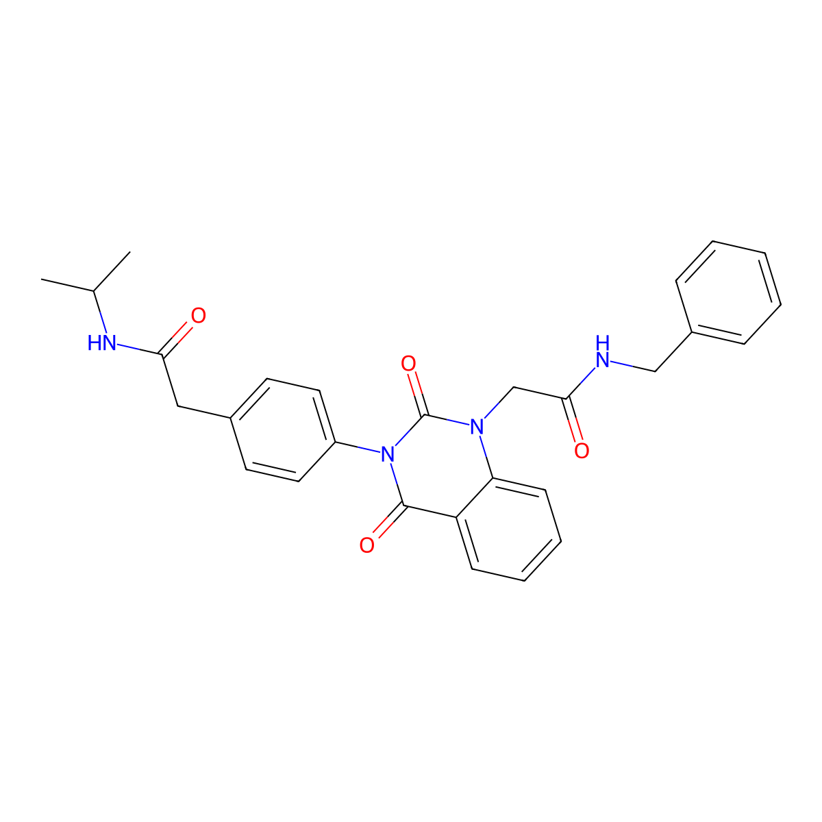 N-benzyl-2-[2,4-dioxo-3-(4-{[(propan-2-yl)carbamoyl]methyl}phenyl)-1,2,3,4-tetrahydroquinazolin-1-yl]acetamide molecular structure, CAS 1021209-57-3