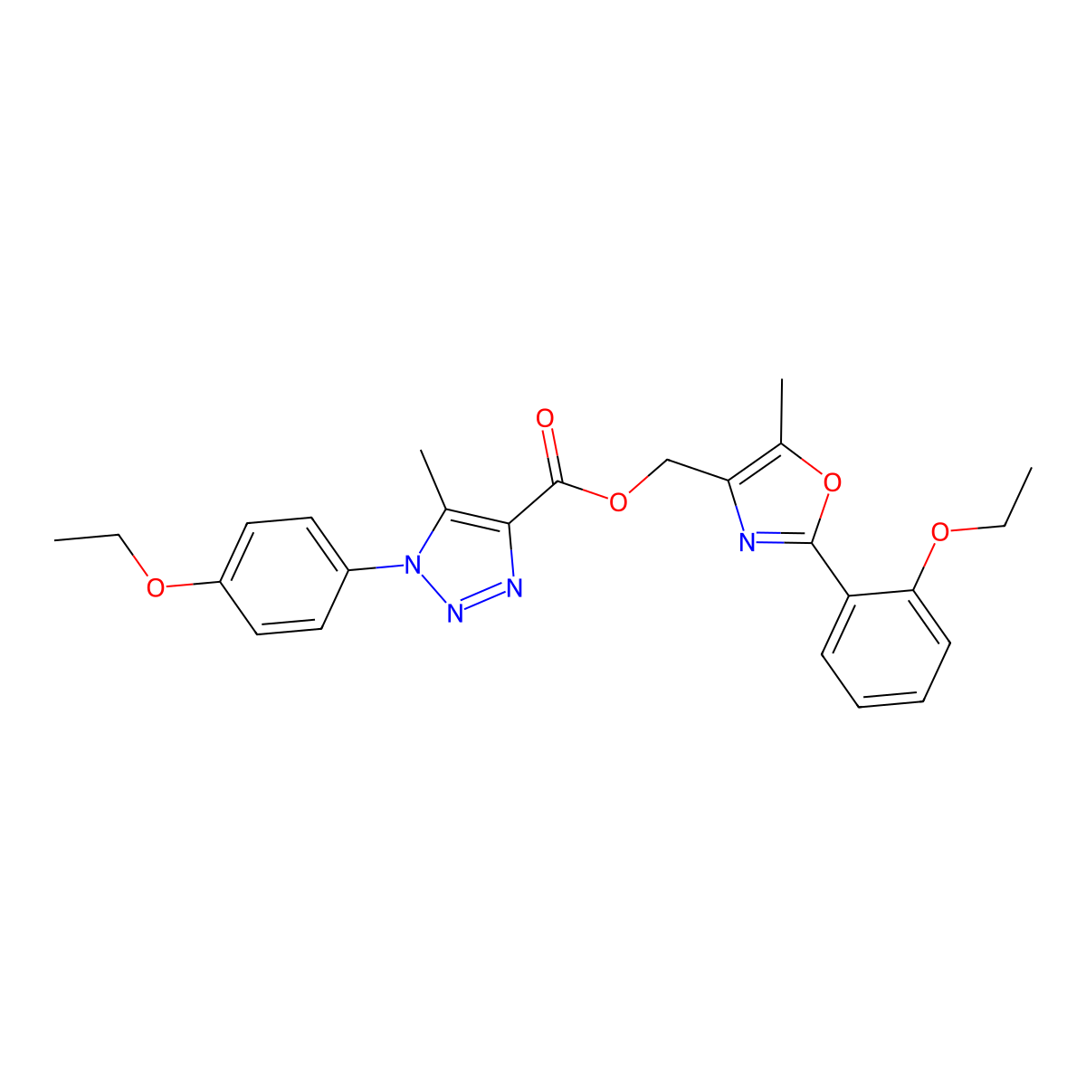 [2-(2-ethoxyphenyl)-5-methyl-1,3-oxazol-4-yl]methyl 1-(4-ethoxyphenyl)-5-methyl-1H-1,2,3-triazole-4-carboxylate molecular structure, CAS 1021209-59-5