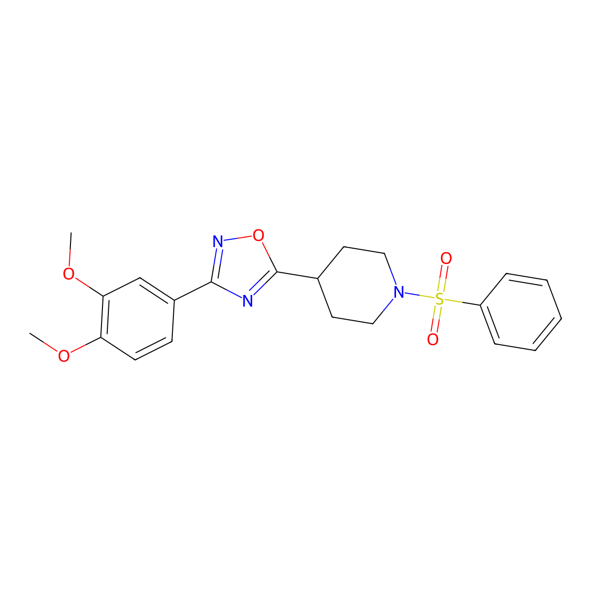1-(Benzenesulfonyl)-4-[3-(3,4-dimethoxyphenyl)-1,2,4-oxadiazol-5-yl]piperidine molecular structure, CAS 1021209-61-9