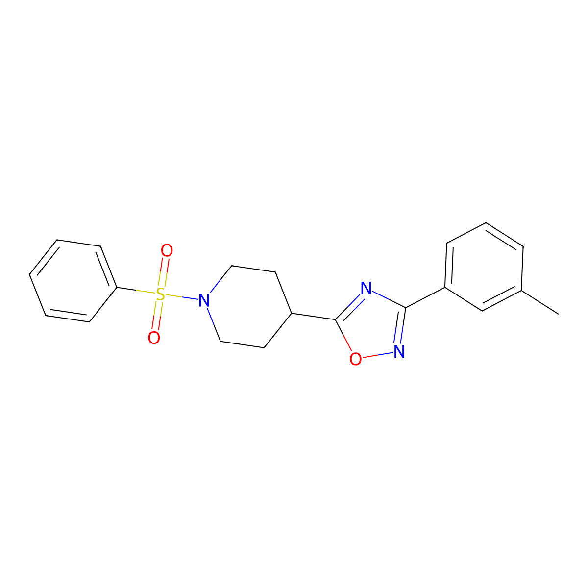 1-(Benzenesulfonyl)-4-[3-(3-methylphenyl)-1,2,4-oxadiazol-5-yl]piperidine molecular structure, CAS 1021209-67-5