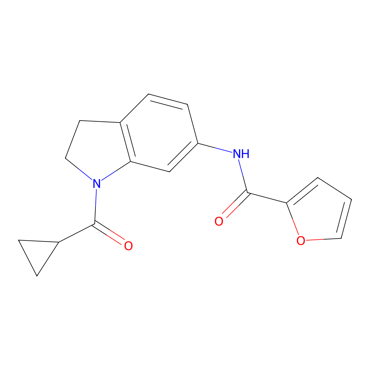N-(1-(cyclopropanecarbonyl)indolin-6-yl)furan-2-carboxamide molecular structure, CAS 1021209-68-6