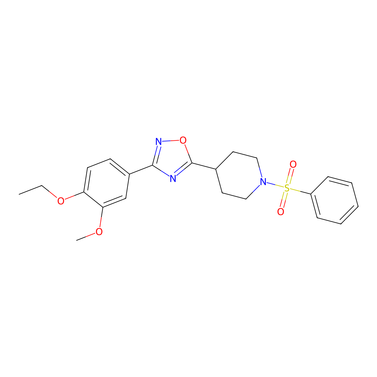 1-(Benzenesulfonyl)-4-[3-(4-ethoxy-3-methoxyphenyl)-1,2,4-oxadiazol-5-yl]piperidine molecular structure, CAS 1021209-69-7
