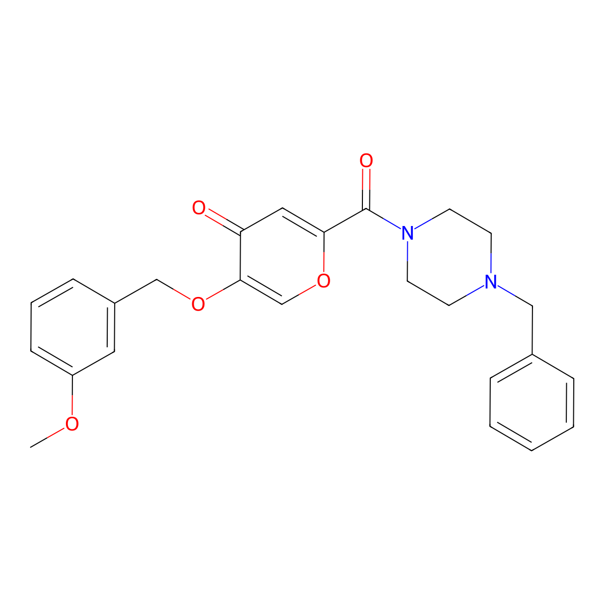 2-(4-benzylpiperazine-1-carbonyl)-5-((3-methoxybenzyl)oxy)-4H-pyran-4-one molecular structure, CAS 1021209-71-1