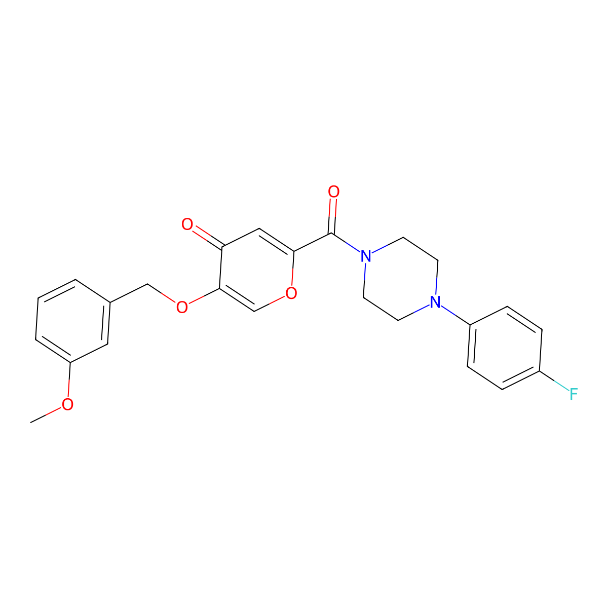 2-(4-(4-fluorophenyl)piperazine-1-carbonyl)-5-((3-methoxybenzyl)oxy)-4H-pyran-4-one molecular structure, CAS 1021209-73-3