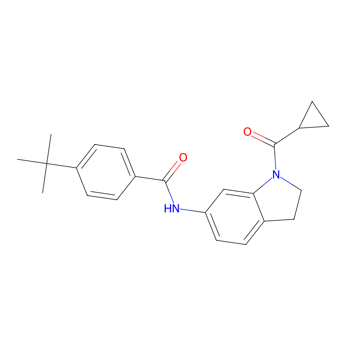 4-(tert-butyl)-N-(1-(cyclopropanecarbonyl)indolin-6-yl)benzamide molecular structure, CAS 1021209-74-4