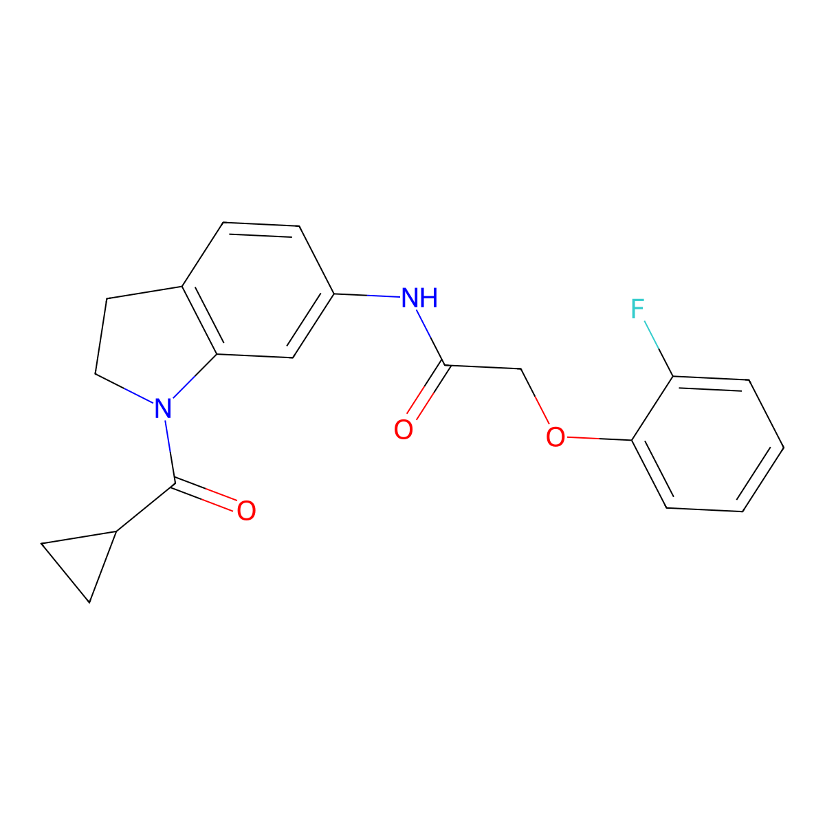 N-(1-cyclopropanecarbonyl-2,3-dihydro-1H-indol-6-yl)-2-(2-fluorophenoxy)acetamide molecular structure, CAS 1021209-75-5