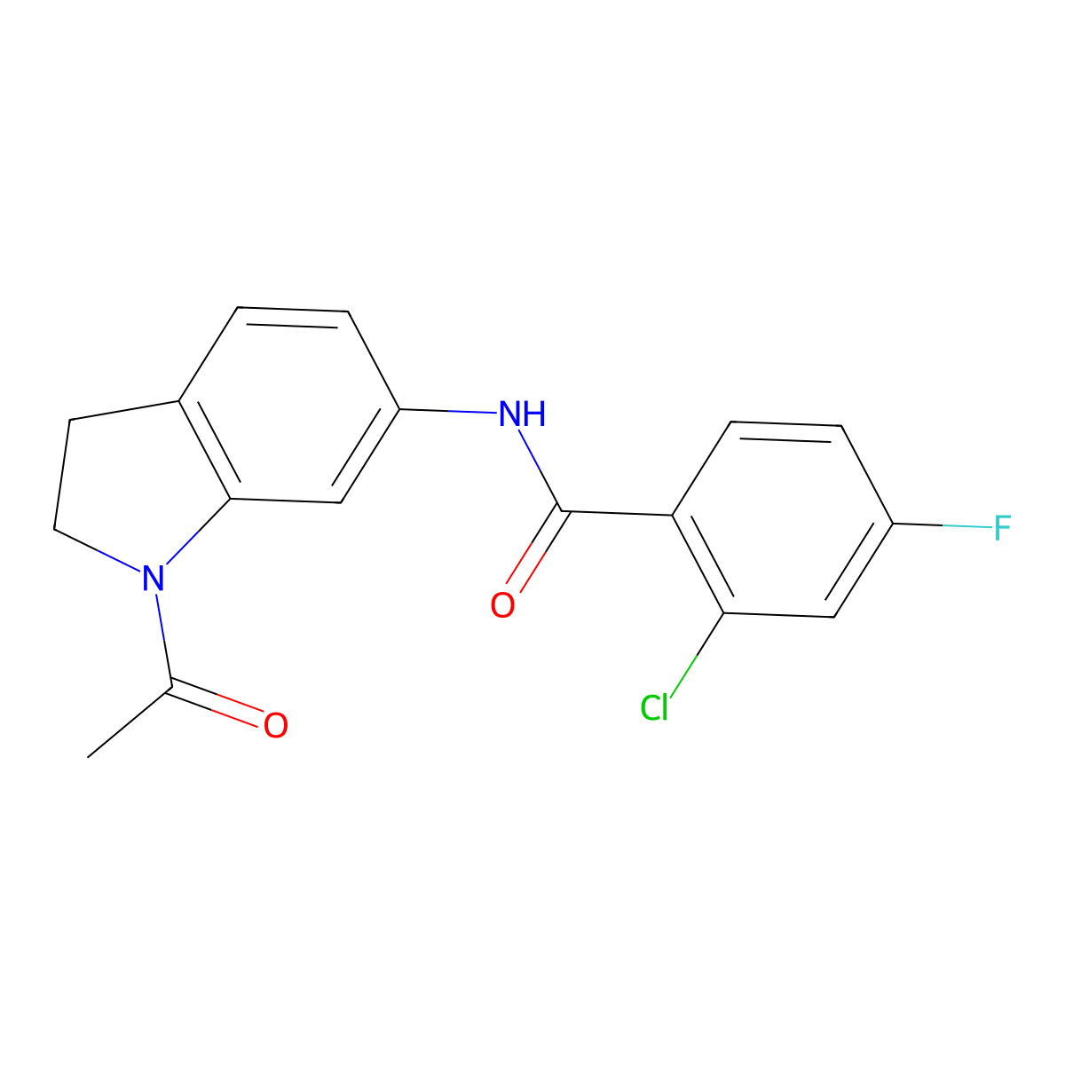 N-(1-acetyl-2,3-dihydro-1H-indol-6-yl)-2-chloro-4-fluorobenzamide molecular structure, CAS 1021209-81-3