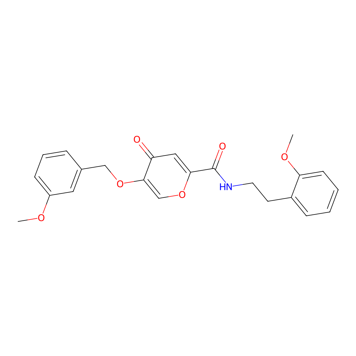 5-((3-methoxybenzyl)oxy)-N-(2-methoxyphenethyl)-4-oxo-4H-pyran-2-carboxamide molecular structure, CAS 1021209-83-5