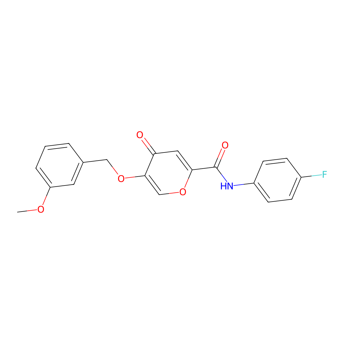 N-(4-fluorophenyl)-5-((3-methoxybenzyl)oxy)-4-oxo-4H-pyran-2-carboxamide molecular structure, CAS 1021209-85-7