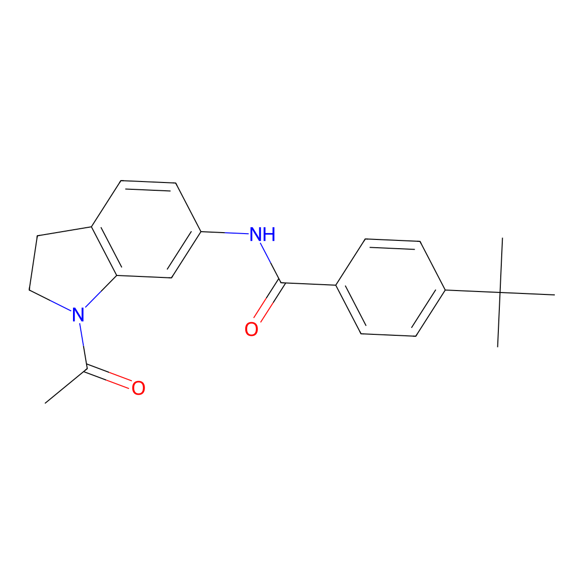 N-(1-acetyl-2,3-dihydro-1H-indol-6-yl)-4-tert-butylbenzamide molecular structure, CAS 1021209-90-4