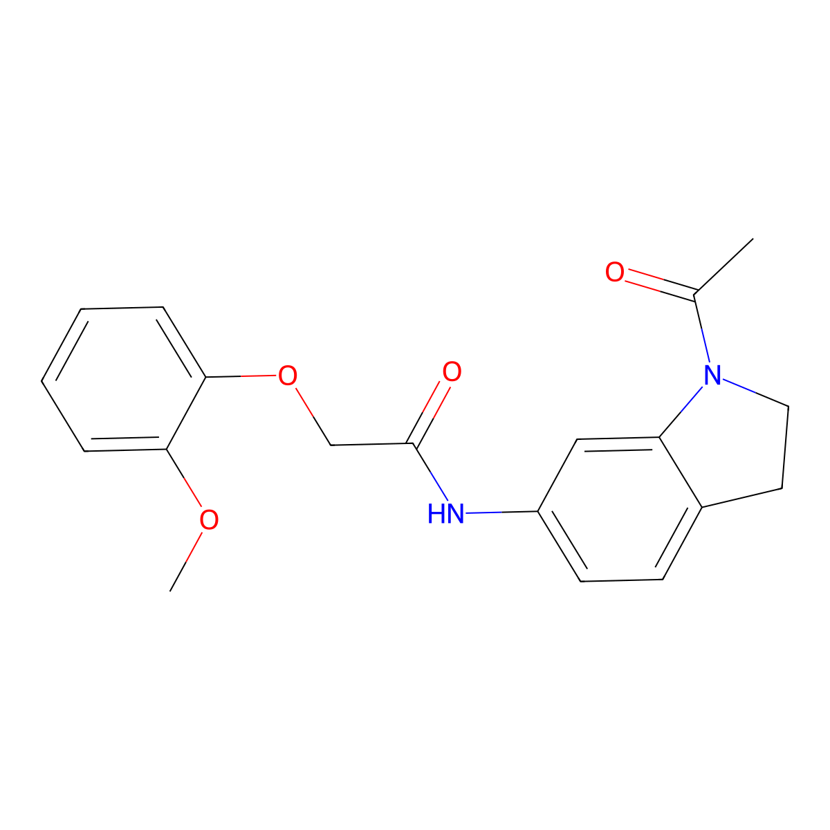 N-(1-acetyl-2,3-dihydro-1H-indol-6-yl)-2-(2-methoxyphenoxy)acetamide molecular structure, CAS 1021209-94-8