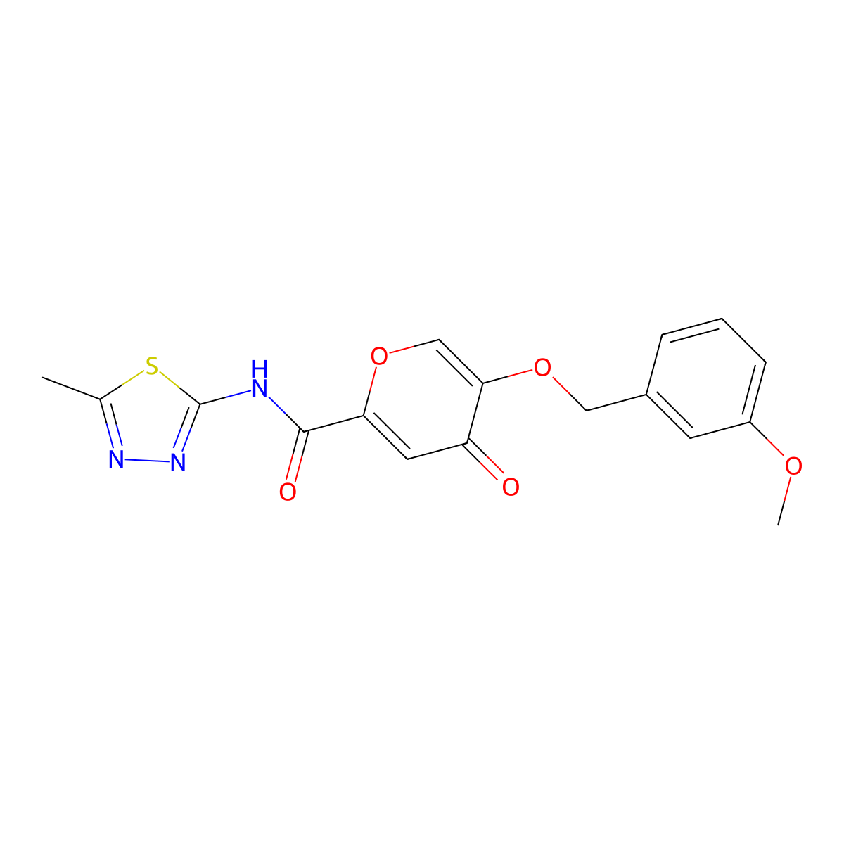 5-((3-methoxybenzyl)oxy)-N-(5-methyl-1,3,4-thiadiazol-2-yl)-4-oxo-4H-pyran-2-carboxamide molecular structure, CAS 1021209-95-9