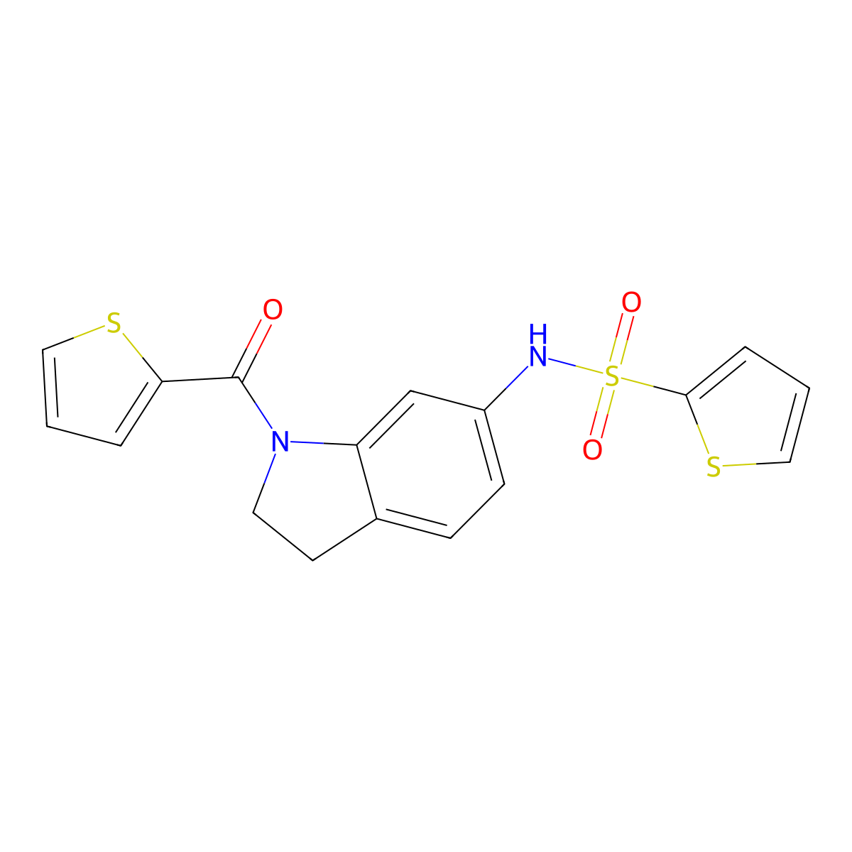 N-[1-(thiophene-2-carbonyl)-2,3-dihydro-1H-indol-6-yl]thiophene-2-sulfonamide molecular structure, CAS 1021209-96-0
