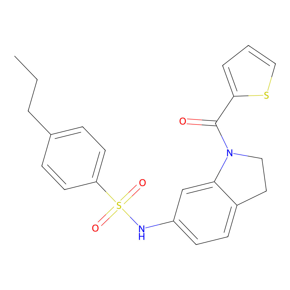 4-propyl-N-(1-(thiophene-2-carbonyl)indolin-6-yl)benzenesulfonamide molecular structure, CAS 1021209-99-3