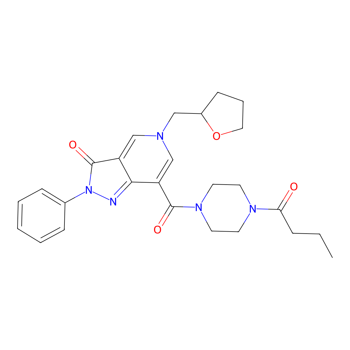 7-(4-butyrylpiperazine-1-carbonyl)-2-phenyl-5-((tetrahydrofuran-2-yl)methyl)-2H-pyrazolo[4,3-c]pyridin-3(5H)-one molecular structure, CAS 1021210-01-4