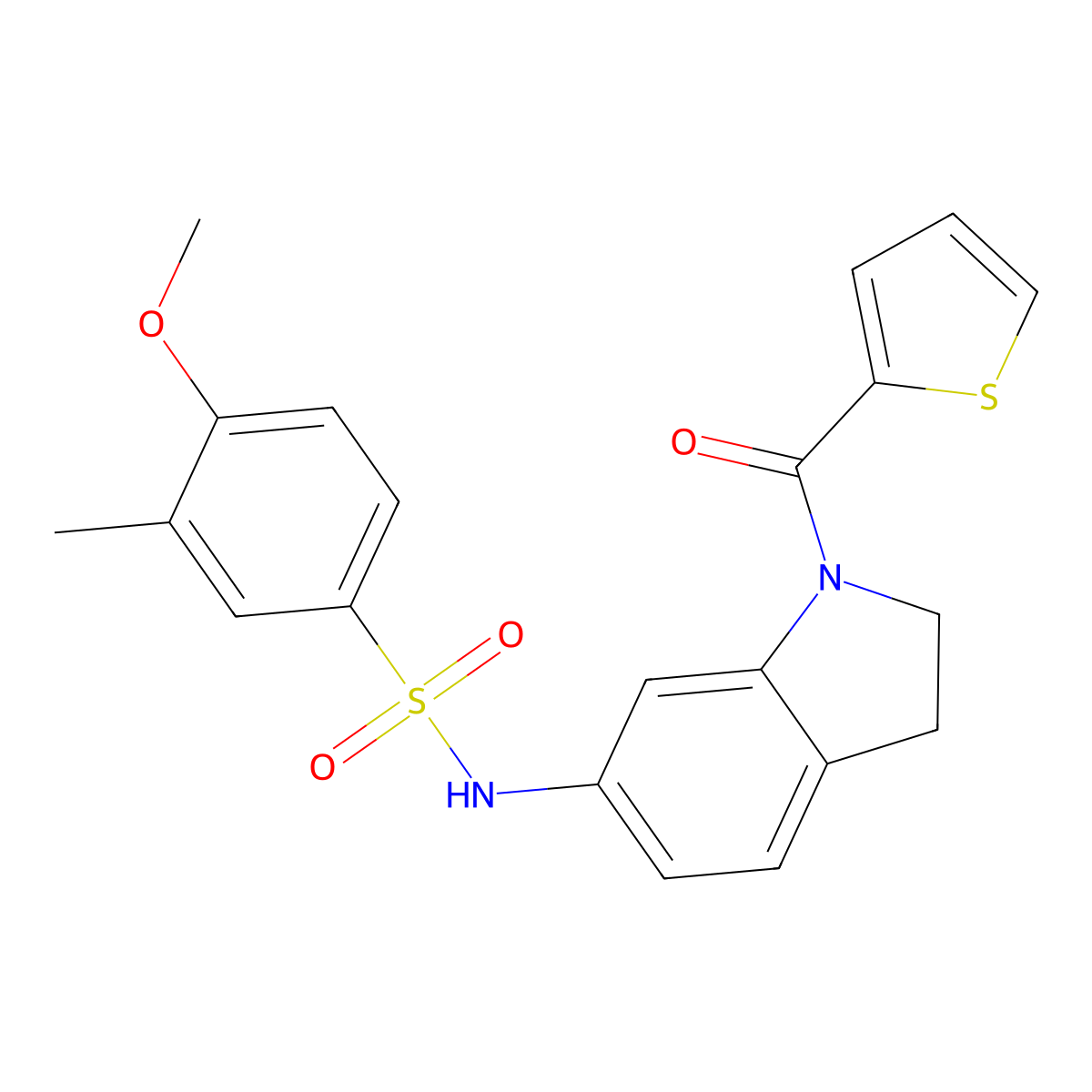 4-methoxy-3-methyl-N-(1-(thiophene-2-carbonyl)indolin-6-yl)benzenesulfonamide molecular structure, CAS 1021210-05-8