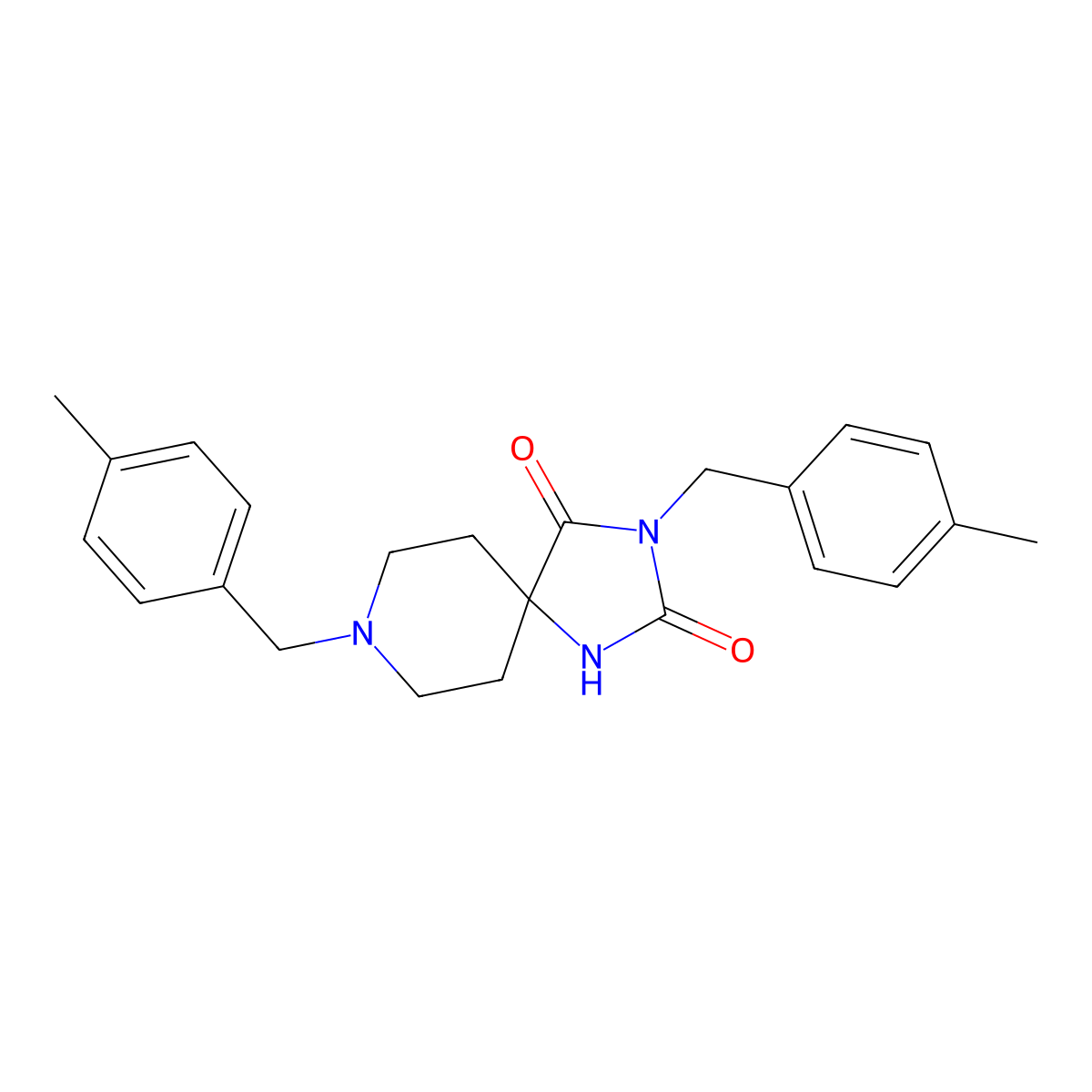 3,8-Bis[(4-methylphenyl)methyl]-1,3,8-triazaspiro[4.5]decane-2,4-dione molecular structure, CAS 1021210-06-9