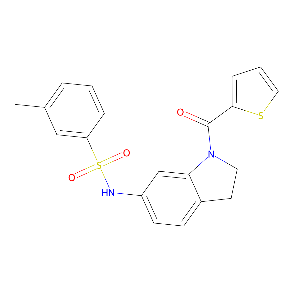 3-methyl-N-(1-(thiophene-2-carbonyl)indolin-6-yl)benzenesulfonamide molecular structure, CAS 1021210-08-1