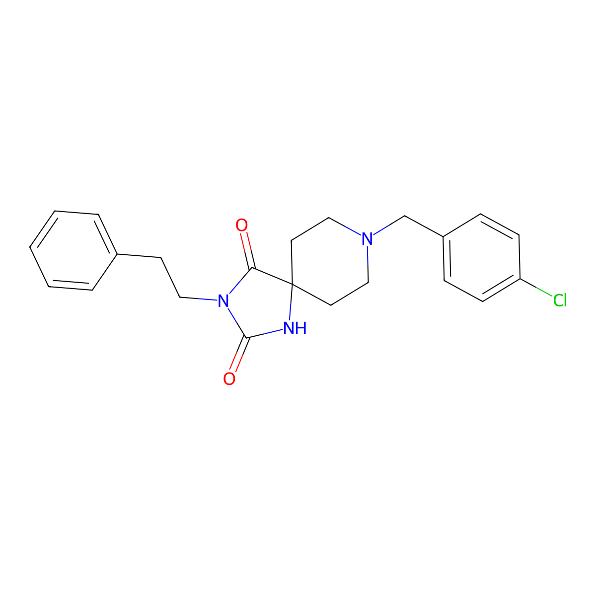 8-[(4-Chlorophenyl)methyl]-3-(2-phenylethyl)-1,3,8-triazaspiro[4.5]decane-2,4-dione molecular structure, CAS 1021210-13-8