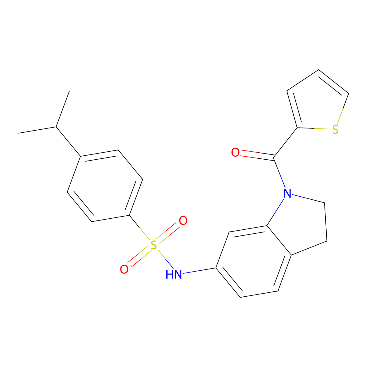 4-isopropyl-N-(1-(thiophene-2-carbonyl)indolin-6-yl)benzenesulfonamide molecular structure, CAS 1021210-15-0