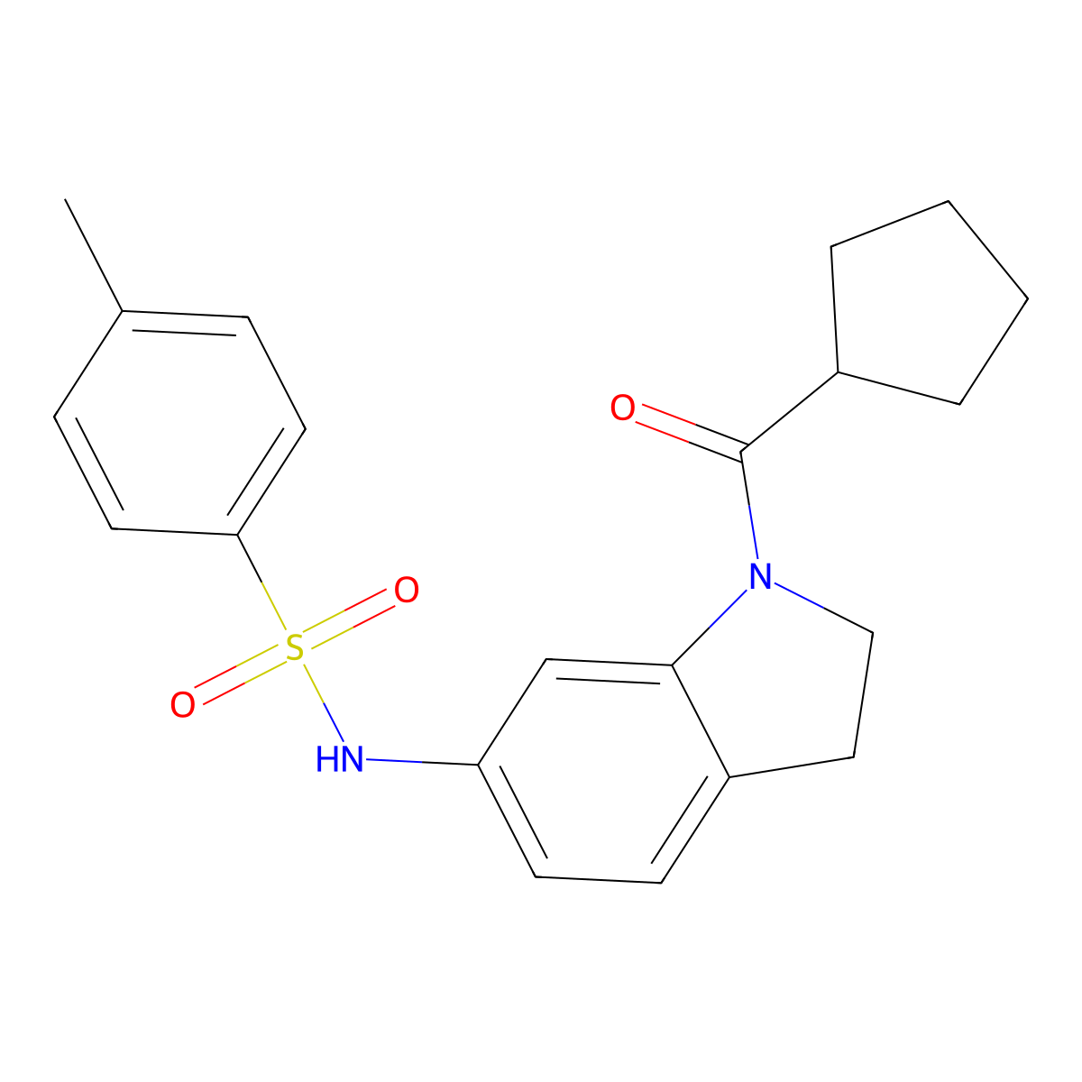 N-(1-(cyclopentanecarbonyl)indolin-6-yl)-4-methylbenzenesulfonamide molecular structure, CAS 1021210-24-1