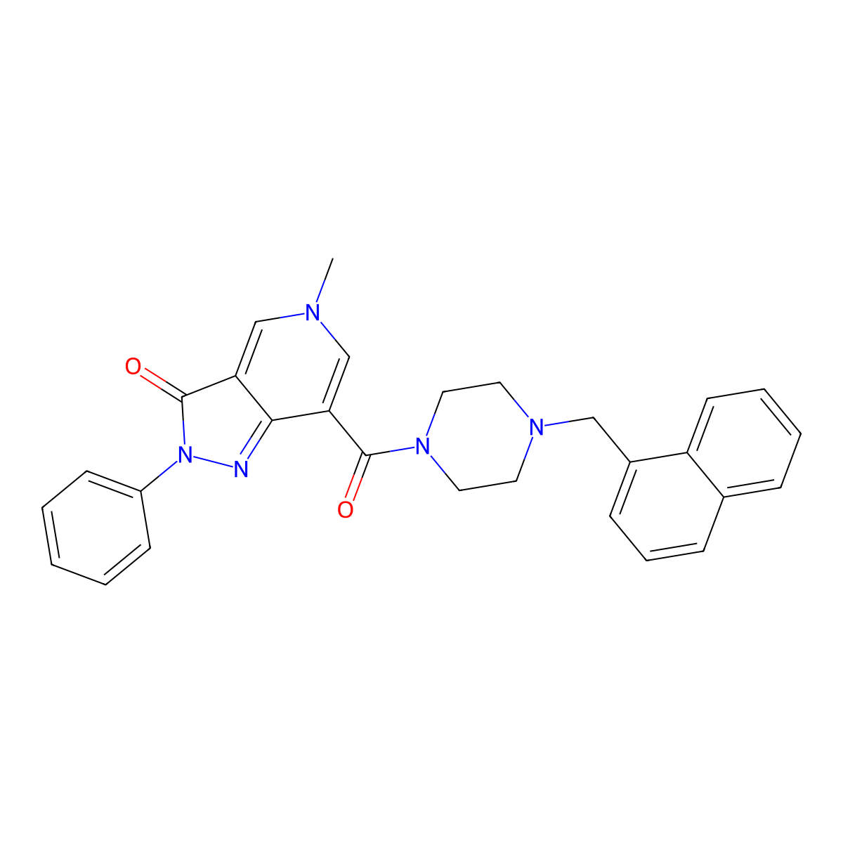 5-methyl-7-(4-(naphthalen-1-ylmethyl)piperazine-1-carbonyl)-2-phenyl-2H-pyrazolo[4,3-c]pyridin-3(5H)-one molecular structure, CAS 1021210-32-1