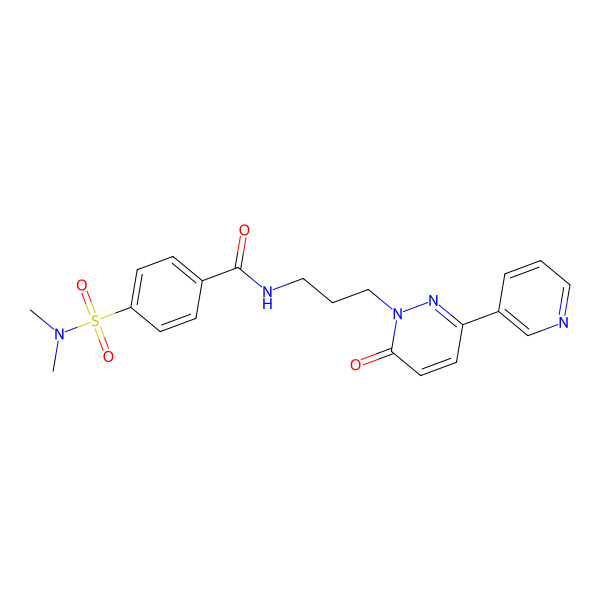 4-(N,N-dimethylsulfamoyl)-N-(3-(6-oxo-3-(pyridin-3-yl)pyridazin-1(6H)-yl)propyl)benzamide molecular structure, CAS 1021210-34-3