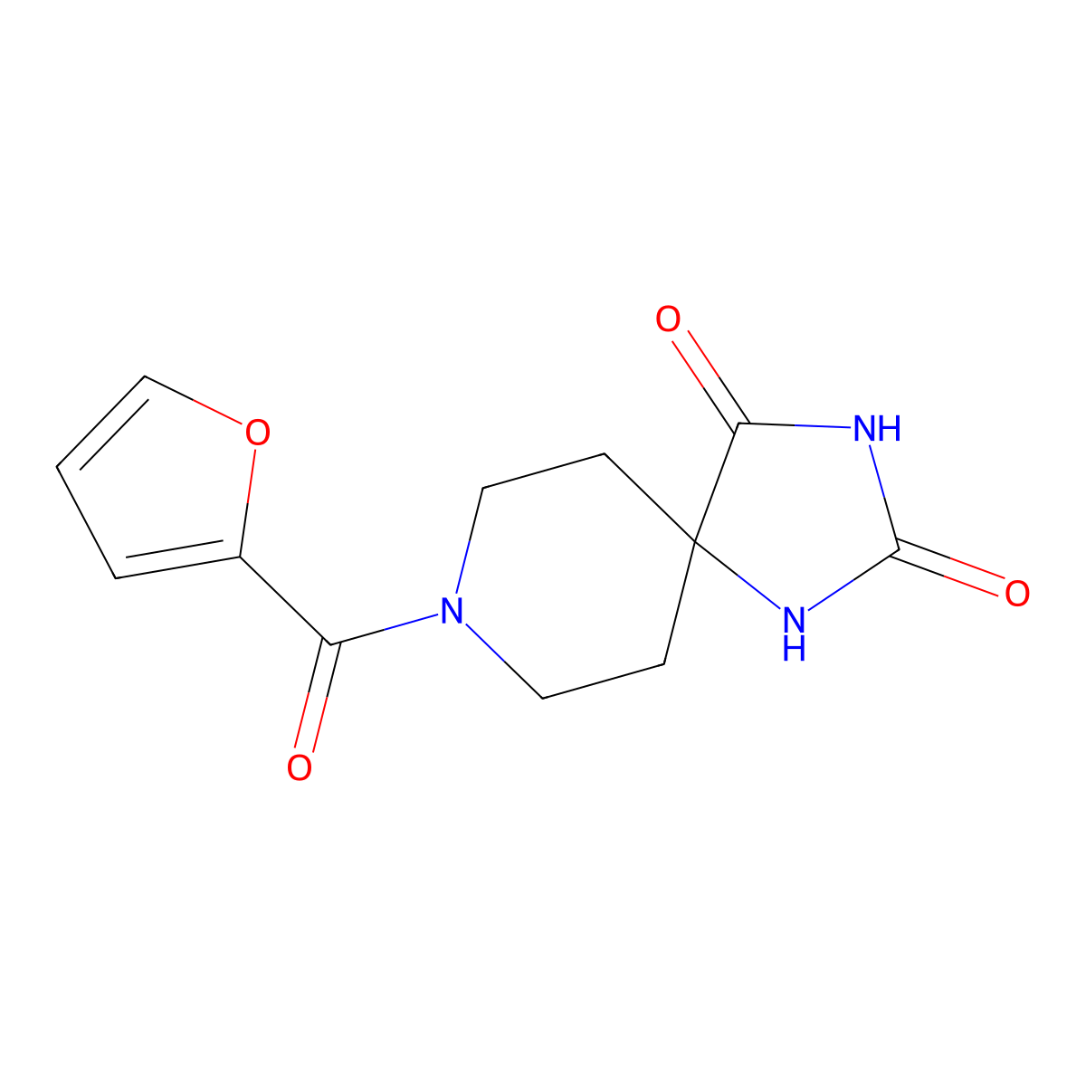 8-(Furan-2-carbonyl)-1,3,8-triazaspiro[4.5]decane-2,4-dione molecular structure, CAS 1021210-36-5