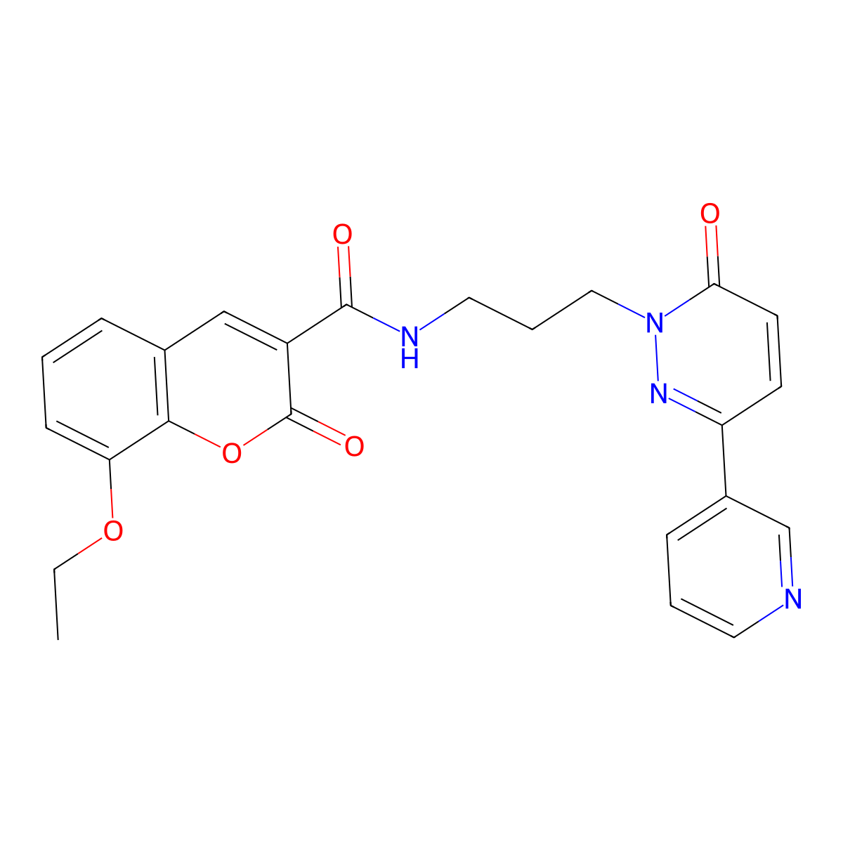 8-ethoxy-2-oxo-N-(3-(6-oxo-3-(pyridin-3-yl)pyridazin-1(6H)-yl)propyl)-2H-chromene-3-carboxamide molecular structure, CAS 1021210-37-6