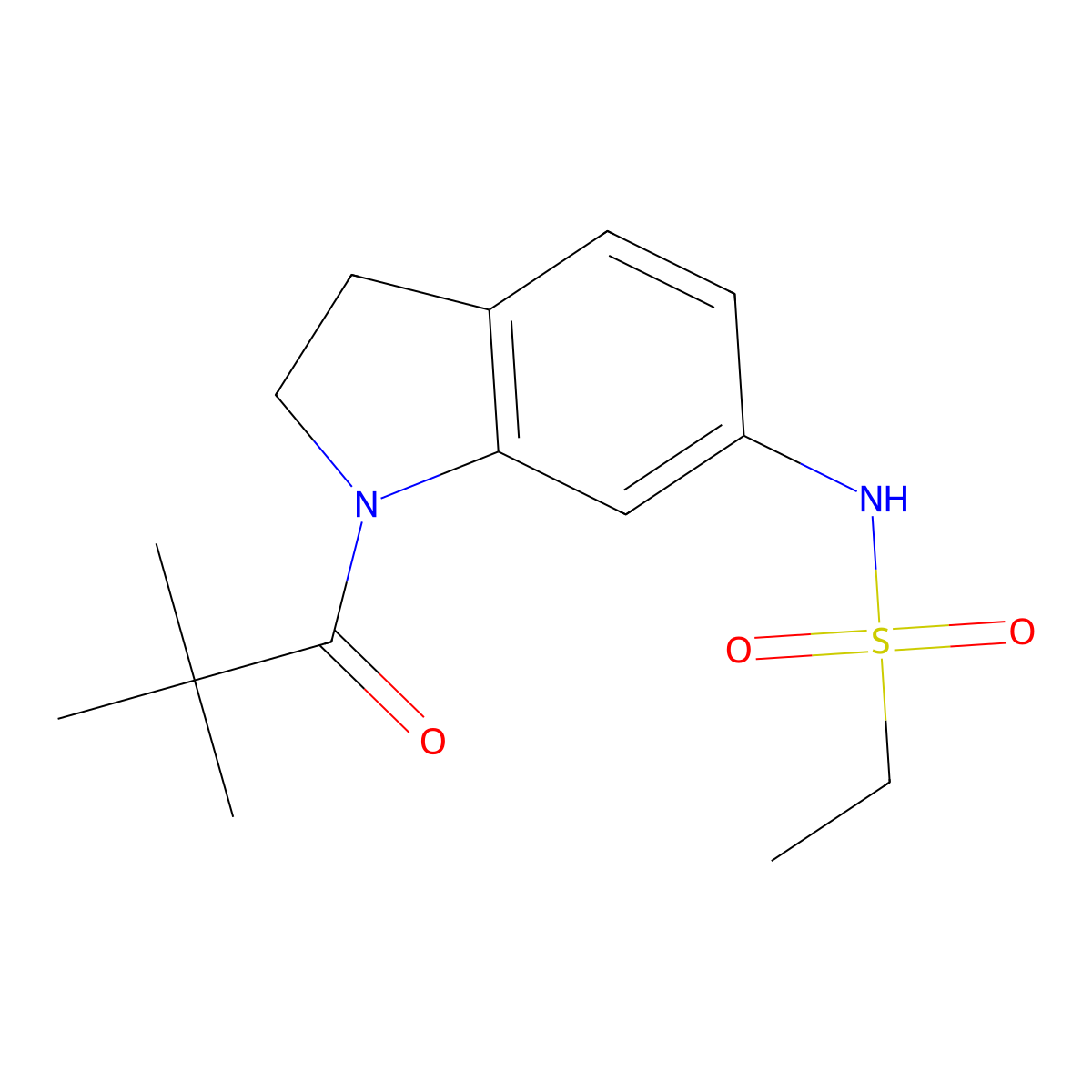 N-[1-(2,2-dimethylpropanoyl)-2,3-dihydro-1H-indol-6-yl]ethane-1-sulfonamide molecular structure, CAS 1021210-38-7