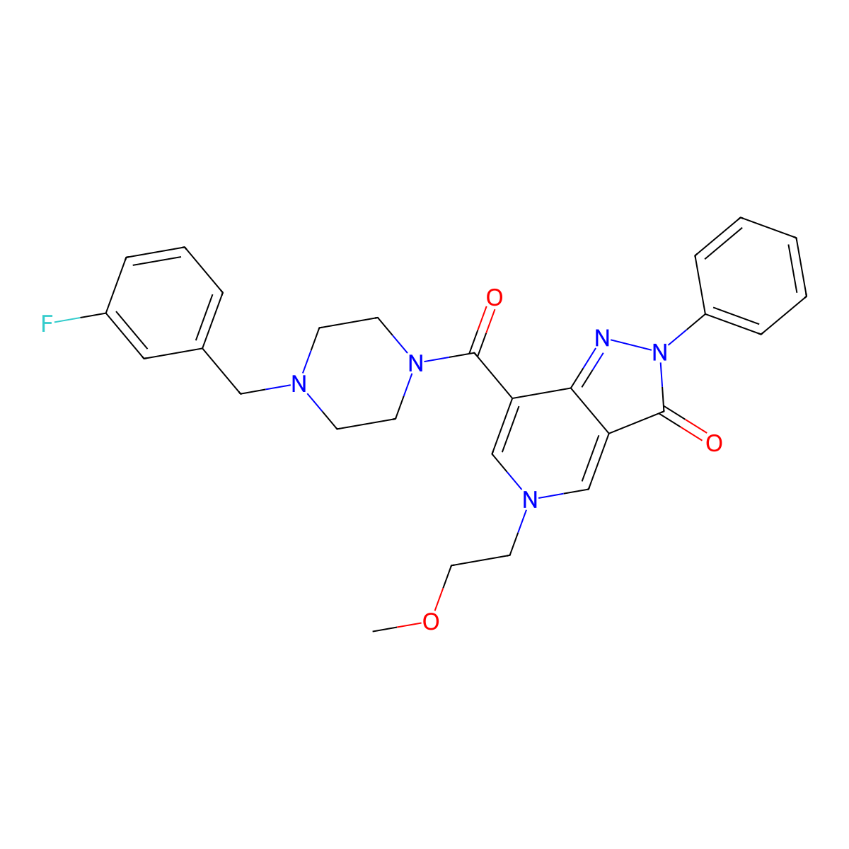 7-(4-(3-fluorobenzyl)piperazine-1-carbonyl)-5-(2-methoxyethyl)-2-phenyl-2H-pyrazolo[4,3-c]pyridin-3(5H)-one molecular structure, CAS 1021210-43-4