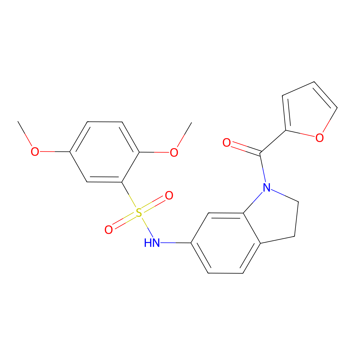 N-(1-(furan-2-carbonyl)indolin-6-yl)-2,5-dimethoxybenzenesulfonamide molecular structure, CAS 1021210-44-5