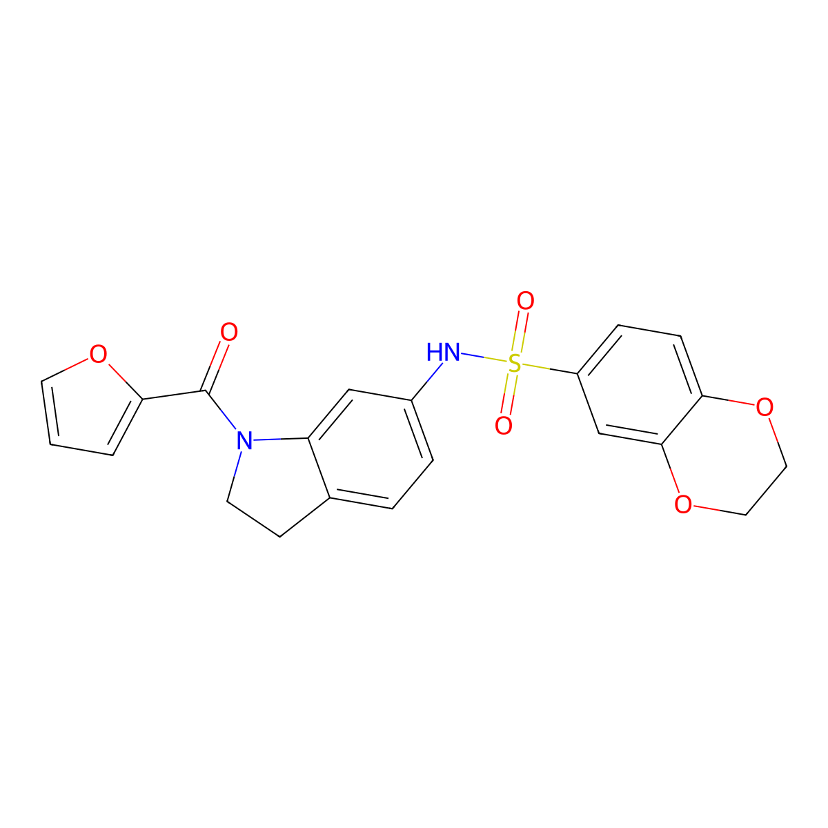 N-(1-(furan-2-carbonyl)indolin-6-yl)-2,3-dihydrobenzo[b][1,4]dioxine-6-sulfonamide molecular structure, CAS 1021210-50-3