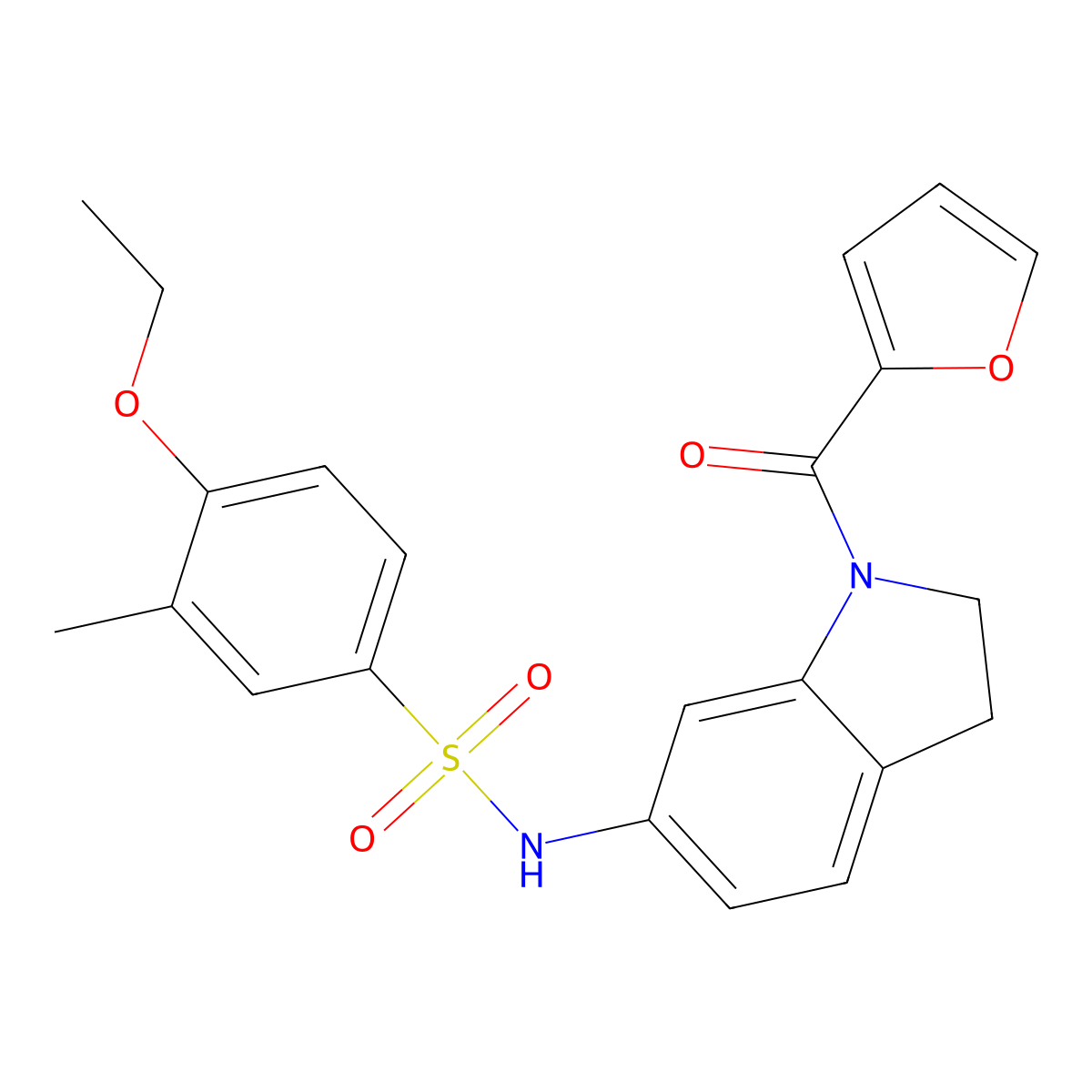 4-ethoxy-N-(1-(furan-2-carbonyl)indolin-6-yl)-3-methylbenzenesulfonamide molecular structure, CAS 1021210-56-9