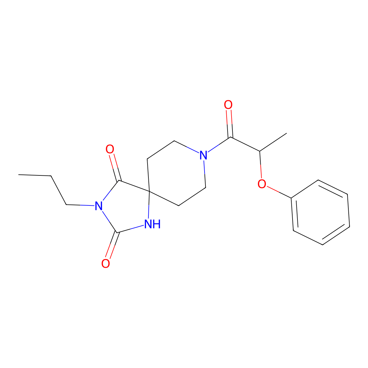 8-(2-Phenoxypropanoyl)-3-propyl-1,3,8-triazaspiro[4.5]decane-2,4-dione molecular structure, CAS 1021210-57-0