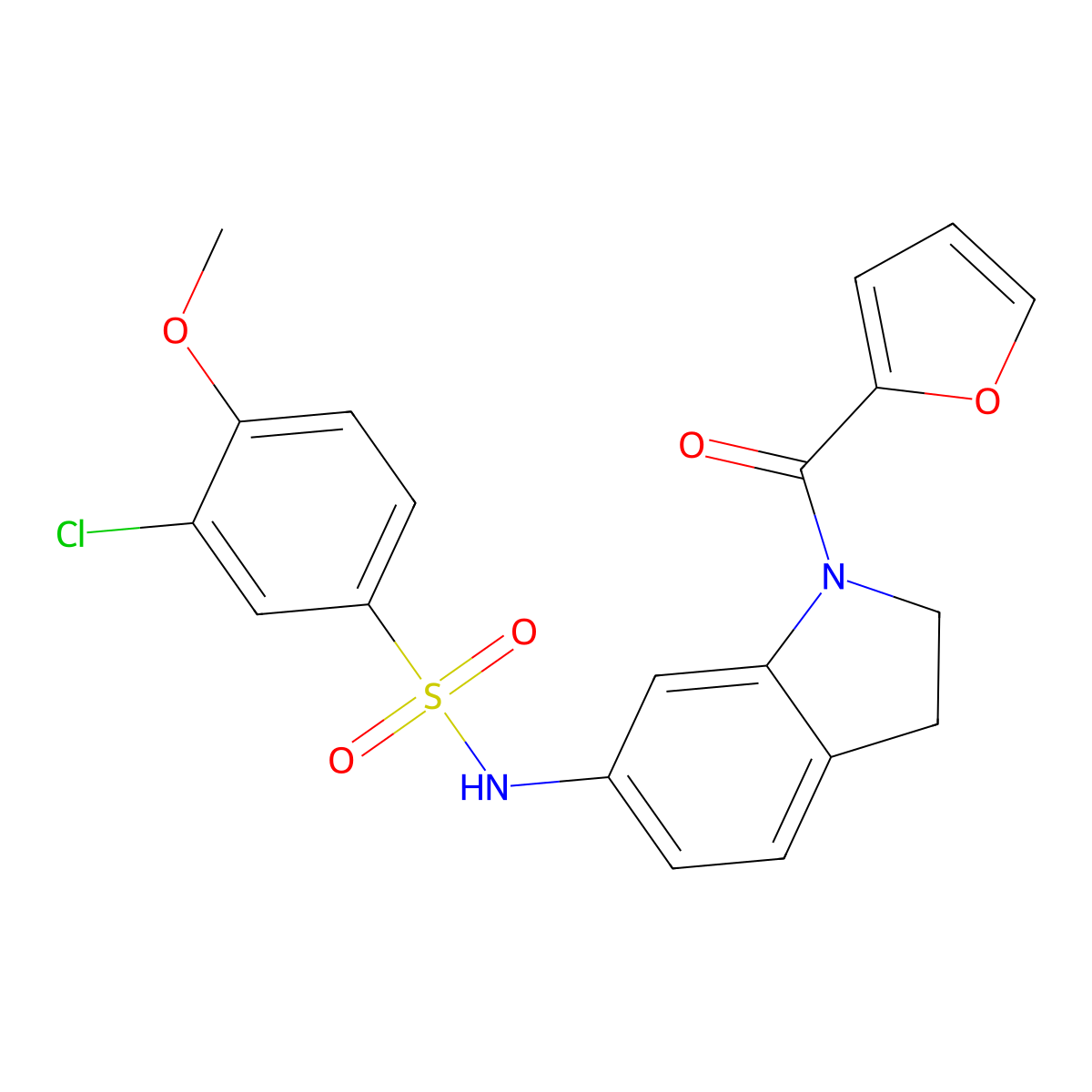 3-chloro-N-(1-(furan-2-carbonyl)indolin-6-yl)-4-methoxybenzenesulfonamide molecular structure, CAS 1021210-60-5